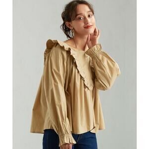 V.DE.VINSTER Frill Blouse Women Medium Oversized Ruffle Sleeve & Collar Peasant‎